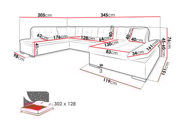 Zumar Sovesofa med Chaiselong og Dobbelt Chaiselong 4-personers i Bouclé - Rosa - Møbler - Sofaer - Sovesofaer
