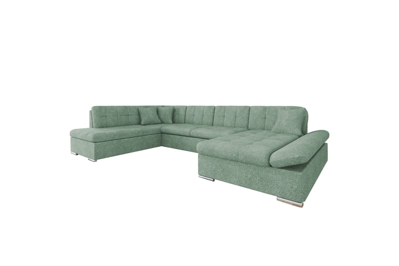 Zumar Sovesofa med Chaiselong og Dobbelt Chaiselong 4-personers i Bouclé - Grøn - Møbler - Sofaer - Sovesofaer