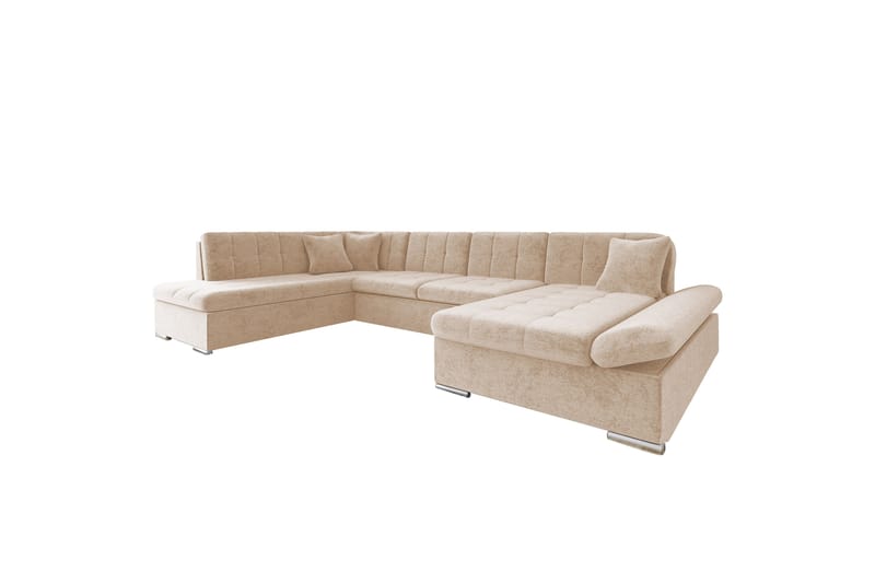 Zumar Sovesofa med Chaiselong og Dobbelt Chaiselong 4-personers i Chenille - Beige - Møbler - Sofaer - Sovesofaer