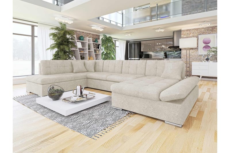 Zumar Sovesofa med Chaiselong og Dobbelt Chaiselong 4-personers i Bouclé - Beige - Møbler - Sofaer - Sovesofaer