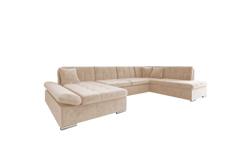 Zumar Sovesofa med Chaiselong og Dobbelt Chaiselong 4-personers i Chenille - Beige - Møbler - Sofaer - Sovesofaer