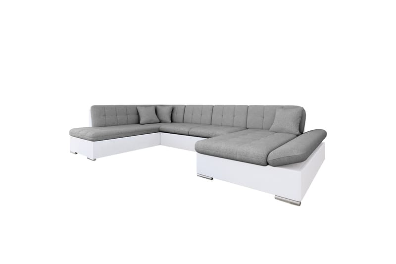 Zumar Sovesofa med Chaiselong og Dobbelt Chaiselong 4-personers i Kunstlæder - Hvid / Grå - Møbler - Sofaer - Sovesofaer