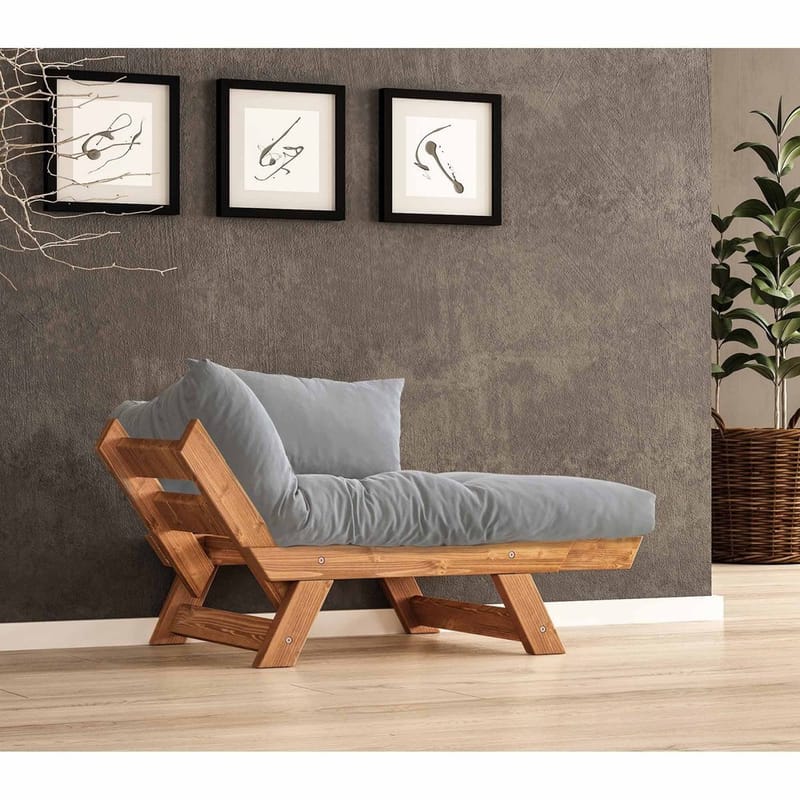 Zylar 2-personers Udtrækkelig Sovesofa med Træramme 75x140 cm i Hør - Grå|Brun - Møbler - Sofaer - Sovesofaer