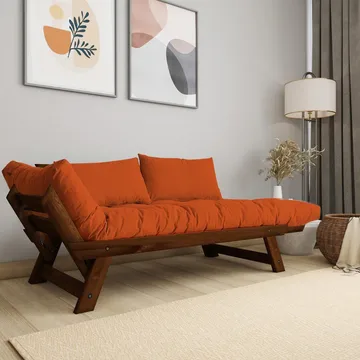Zylar 2-personers Sovesofa - Brun/Orange - Møbler - Sofaer - Sovesofaer