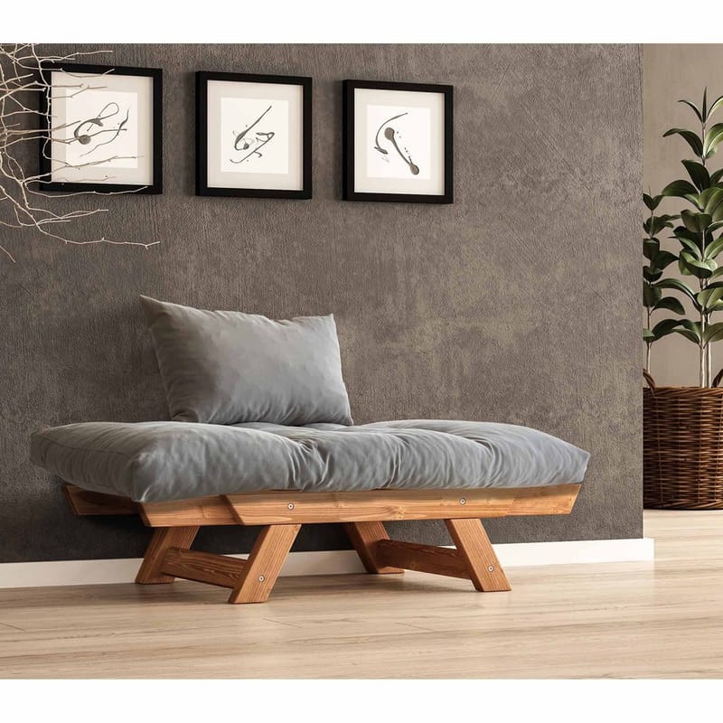 Zylar 2-personers Udtrækkelig Sovesofa med Træramme 75x140 cm i Hør - Grå|Brun - Møbler - Sofaer - Sovesofaer