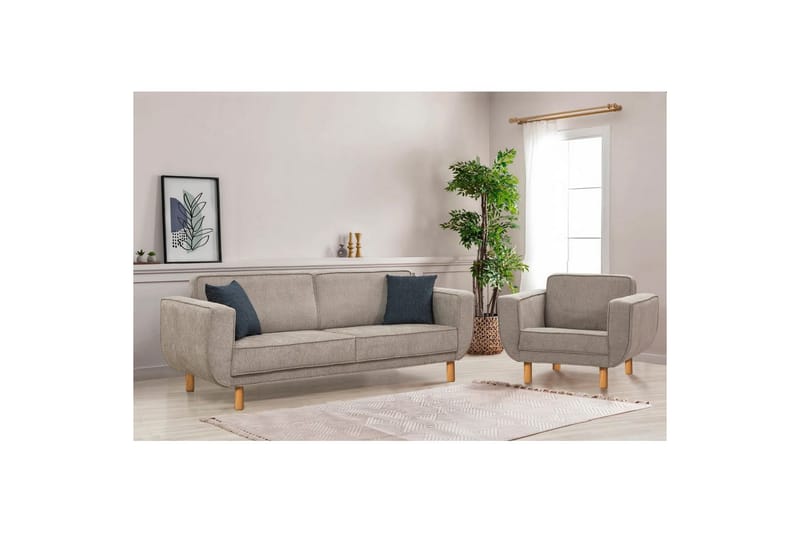 Sufian sofasæt 3 personers - Brun/Grå - Møbler - Sofaer - Sofagrupper