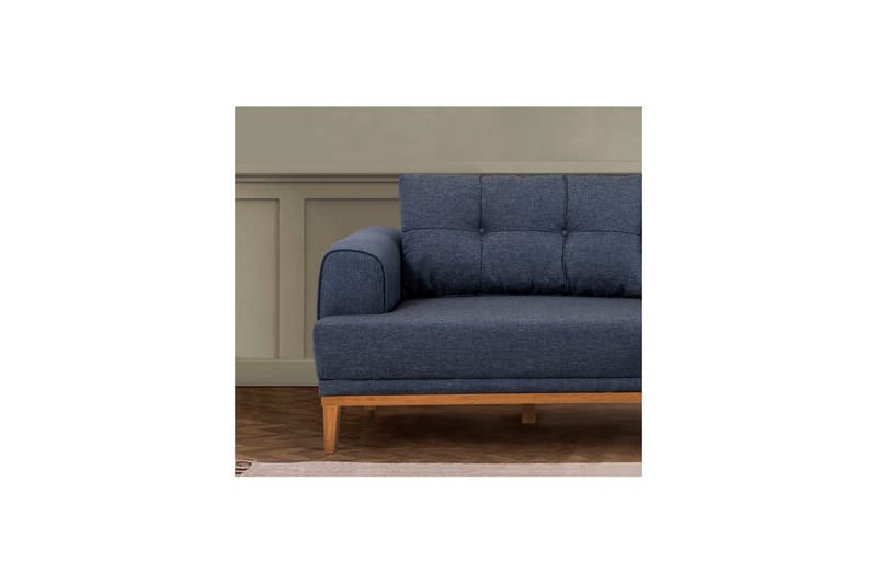 Sufian sofasæt 3 personers - Mørkeblå/Mellemfarvet træ - Møbler - Sofaer - Sofagrupper