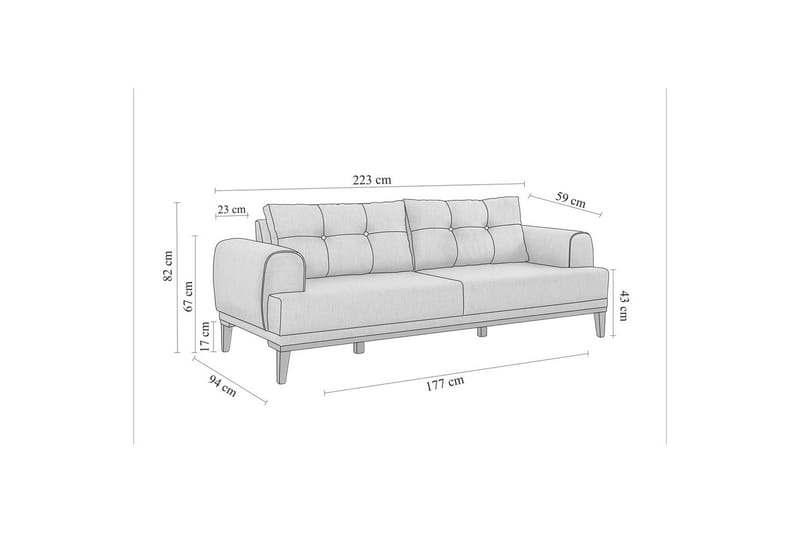 Sufian sofasæt 3 personers - Brun/Cremevhid - Møbler - Sofaer - Sofagrupper
