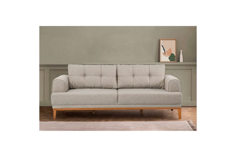 Sufian sofasæt 3 personers - Mellemfarvet træ/Cremevhid - Møbler - Sofaer - Sofagrupper