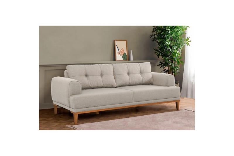Sufian sofasæt 3 personers - Mellemfarvet træ/Cremevhid - Møbler - Sofaer - Sofagrupper