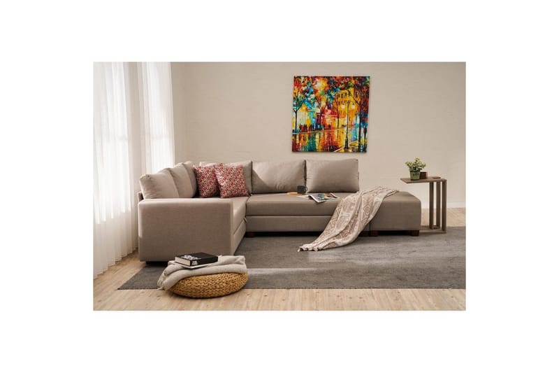 Sufian Soffa med Chaiselong 4-sits - Beige - Møbler - Sofaer - Sovesofaer