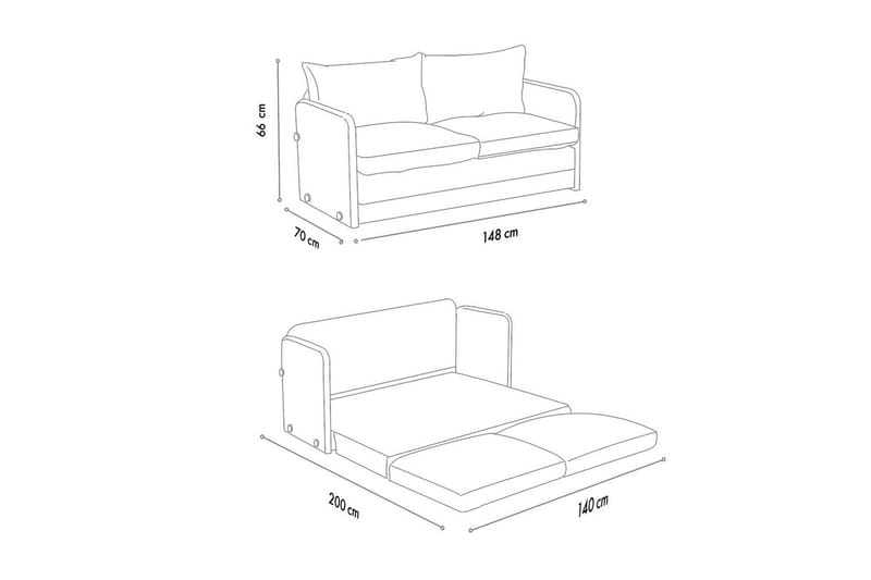 Sufian Sovesofa 2-sits - Grå - Møbler - Sofaer - Sovesofaer
