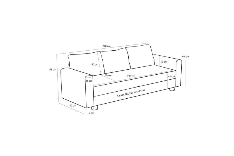 Sufian Sovesofa 3-sits - Cremevhid - Møbler - Sofaer - Sovesofaer