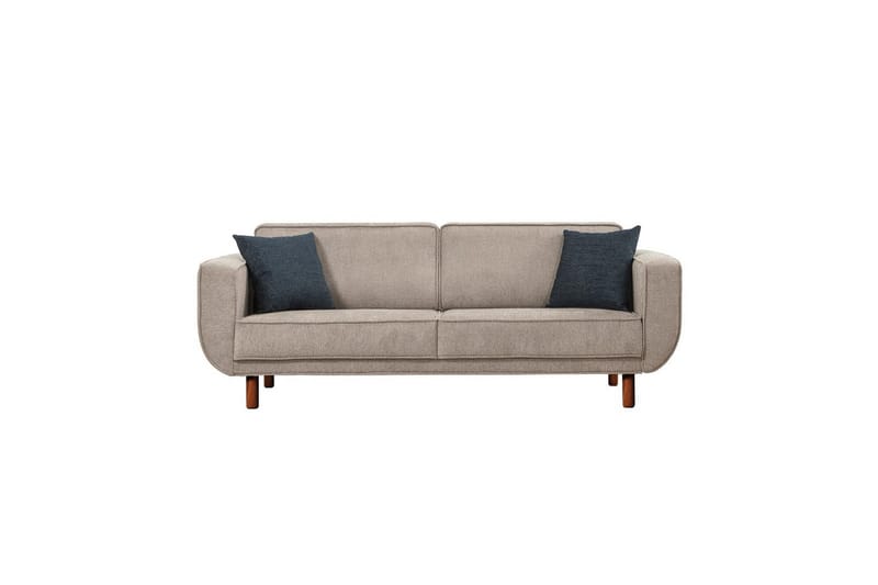 Sufian Sovesofa 3-sits - Mellemfarvet træ/Grå - Møbler - Sofaer - Sovesofaer