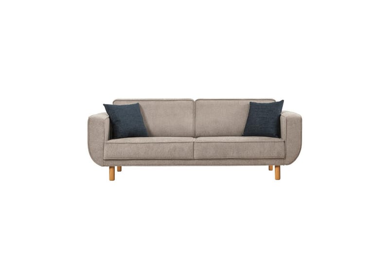 Sufian Sovesofa 3-sits - Mellemfarvet træ/Grå - Møbler - Sofaer - Sovesofaer