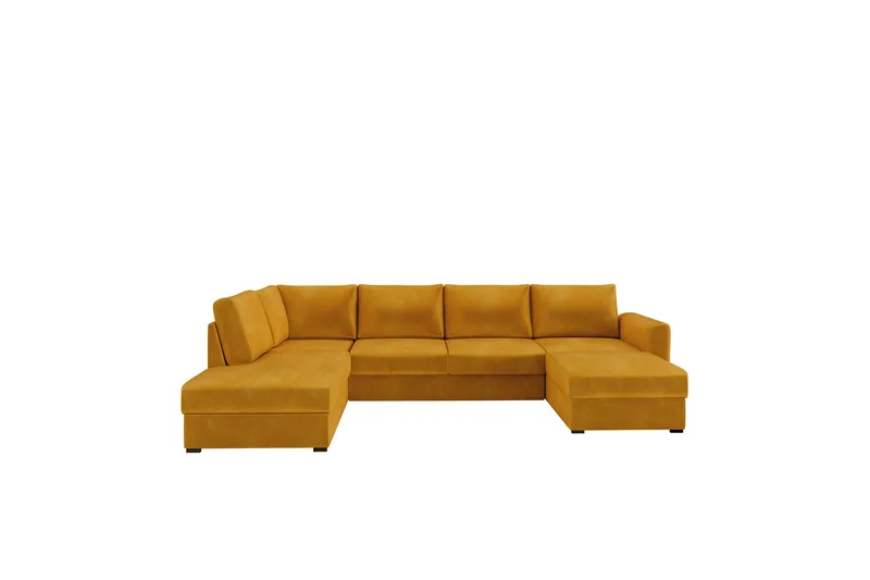 Taberk Sofa med Chaiselong og Divan 4-personers, Gul