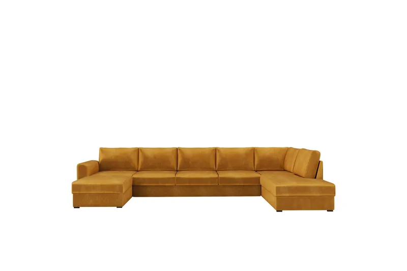 Taberk Sofa med Chaiselong og Divan 5-personers, Gul