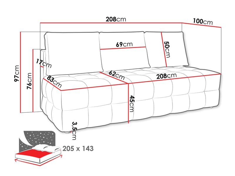 Talvar 3-personers sovesofa - beige - Møbler - Sofaer - Sovesofaer