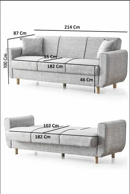 Torlan 3-personers sofa - Grå - Møbler - Sofaer - Sovesofaer
