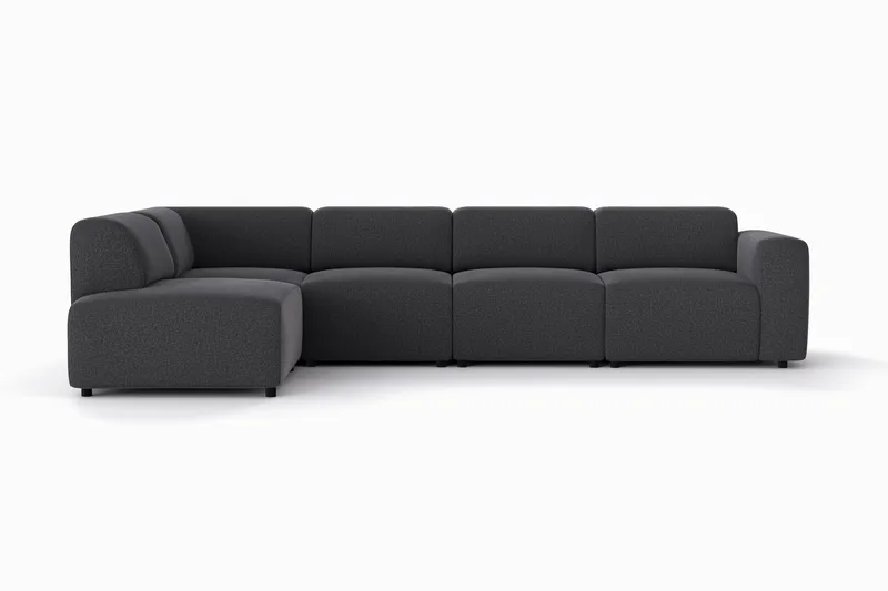 Torvasen 5-personers sofa med chaiselong venstre i stof, Sort