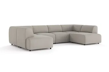Torvasen 6-personers sofa med dobbelt chaiselong i stof - Lysegrå - Møbler - Sofaer - U Sofa