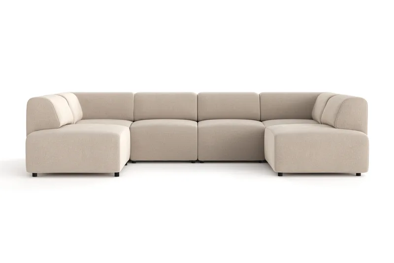 Torvasen 6-personers sofa med dobbelt chaiselong i stof, Beige