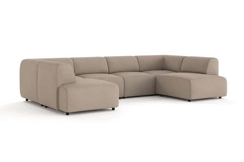 Torvasen 6-personers sofa med dobbelt chaiselong i stof - Greige - Møbler - Sofaer - U Sofa