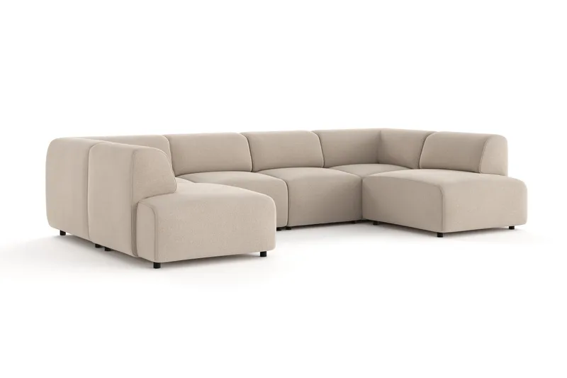 Torvasen 6-personers sofa med dobbelt chaiselong i stof - Beige - Møbler - Sofaer - U Sofa