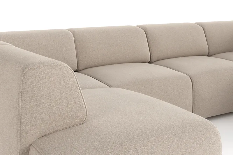 Torvasen 6-personers sofa med dobbelt chaiselong i stof - Beige - Møbler - Sofaer - U Sofa
