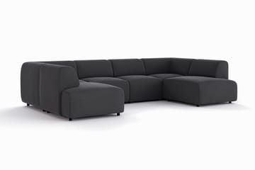 Torvasen 6-personers sofa med dobbelt chaiselong i stof - Sort - Møbler - Sofaer - U Sofa