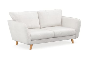 Trend Lyx 2-personers Sofa med Udsvungne Armlæn i Bouclé med Træben - Hvid - Møbler - Sofaer - 2 personers sofa