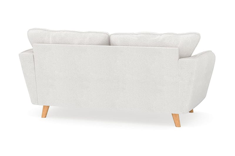Trend Lyx 2-personers Sofa med Udsvungne Armlæn i Bouclé med Træben - Hvid - Møbler - Sofaer - 2 personers sofa
