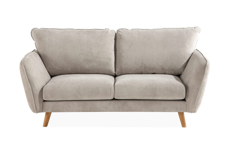 Trend Lyx 2-personers Sofa med Udsvungne Armlæn i Stof med Træben, Beige