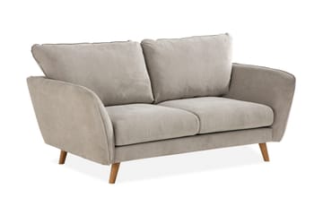 Trend Lyx 2-personers Sofa med Udsvungne Armlæn i Stof med Træben - Beige - Møbler - Sofaer - 2 personers sofa