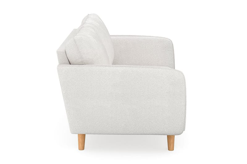 Trend Lyx 2-personers Sofa med Udsvungne Armlæn i Bouclé med Træben - Hvid - Møbler - Sofaer - 2 personers sofa