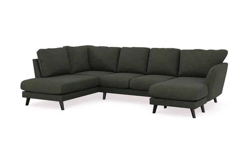 Trend Lyx 4-personers Højrevendt U-formet Sofa med Divan og Chaiselong i Manchester - Mørkegrøn - Møbler - Sofaer - U Sofa