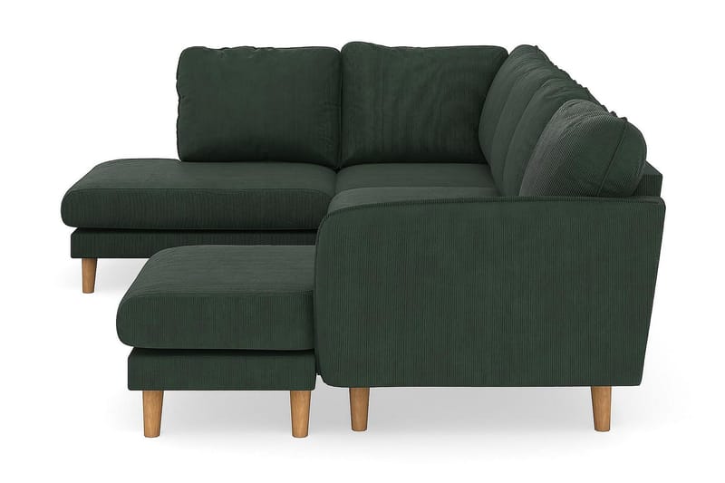 Trend Lyx 4-personers Venstrevendt U-formet Sofa med Divan og Chaiselong i Manchester - Mørkegrøn - Møbler - Sofaer - U Sofa