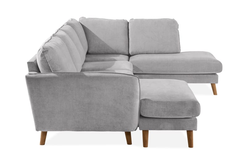 Trend Lyx 4-personers Højrevendt U-formet Sofa med Divan og Chaiselong i Stof - Lysegrå - Møbler - Sofaer - U Sofa