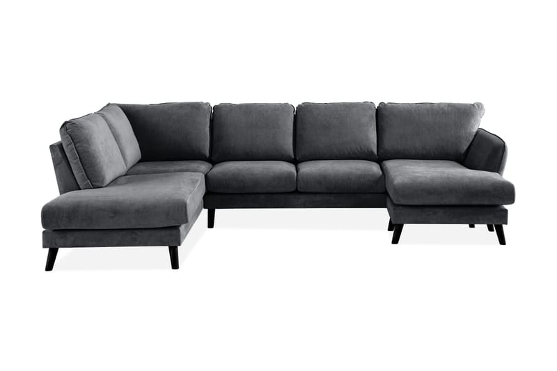 Trend Lyx 4-personers Venstrevendt U-formet Sofa med Divan og Chaiselong i Stof, Mørkegrå