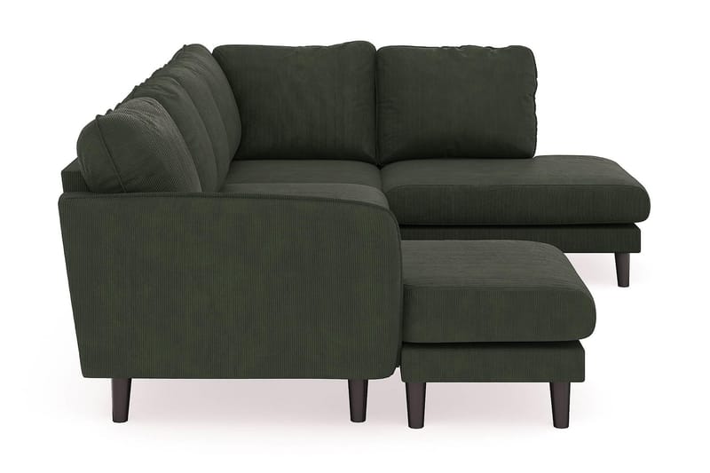 Trend Lyx 4-personers Venstrevendt U-formet Sofa med Divan og Chaiselong i Manchester - Mørkegrøn - Møbler - Sofaer - U Sofa