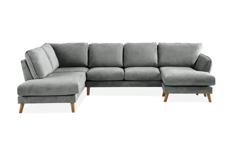 Trend Lyx 4-personers Venstrevendt U-formet Sofa med Divan og Chaiselong i Stof, Grå