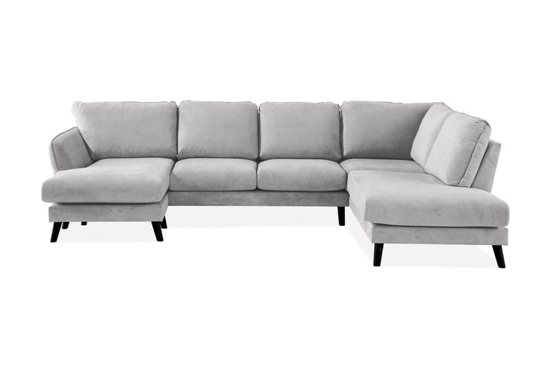 Trend Lyx 4-personers Højrevendt U-formet Sofa med Divan og Chaiselong i Stof, Lysegrå