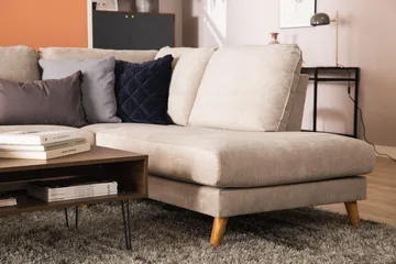 Trend Lyx 4-personers Højrevendt U-formet Sofa med Divan og Chaiselong i Stof - Beige - Møbler - Sofaer - U Sofa