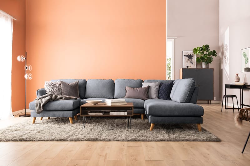 Trend Lyx 4-personers Højrevendt U-formet Sofa med Divan og Chaiselong i Stof - Mørkegrå - Møbler - Sofaer - U Sofa