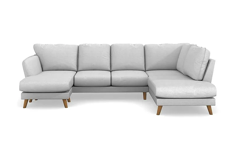 Trend Lyx 4-personers Højrevendt U-formet Sofa med Divan og Chaiselong i Stof, Lysegrå