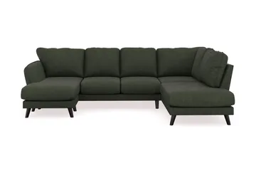 Trend Lyx 4-personers Venstrevendt U-formet Sofa med Divan og Chaiselong i Manchester - Mørkegrøn - Møbler - Sofaer - U Sofa