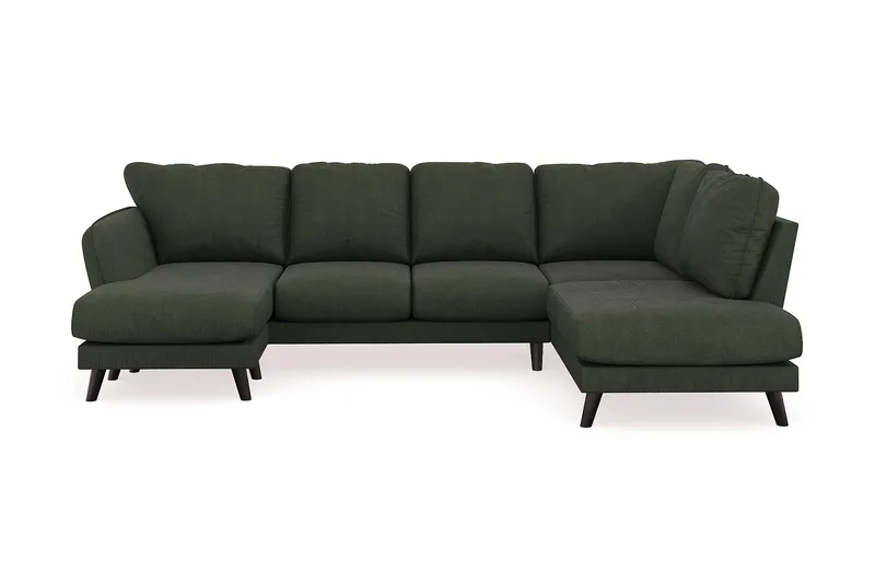 Trend Lyx 4-personers Venstrevendt U-formet Sofa med Divan og Chaiselong i Manchester, Mørkegrøn