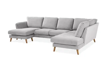 Trend Lyx 4-personers Højrevendt U-formet Sofa med Divan og Chaiselong i Stof - Lysegrå - Møbler - Sofaer - U Sofa