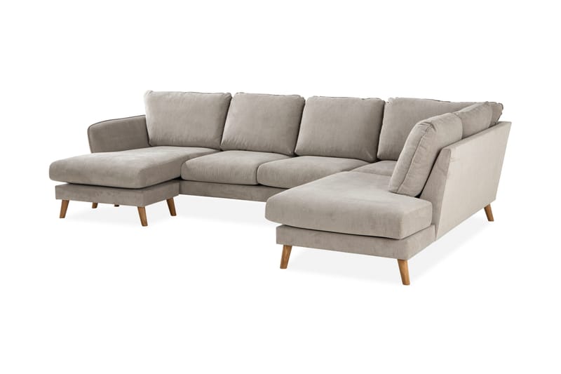 Trend Lyx 4-personers Højrevendt U-formet Sofa med Divan og Chaiselong i Stof - Beige - Møbler - Sofaer - U Sofa