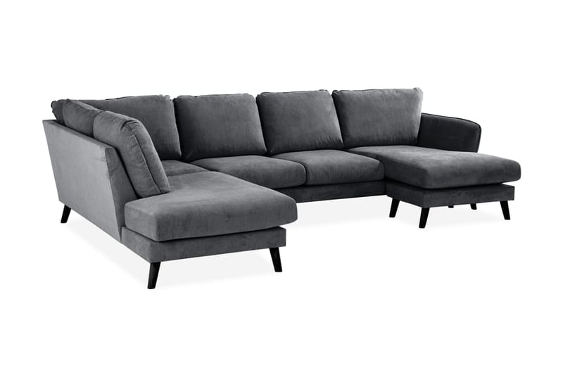 Trend Lyx 4-personers Venstrevendt U-formet Sofa med Divan og Chaiselong i Stof - Mørkegrå - Møbler - Sofaer - U Sofa